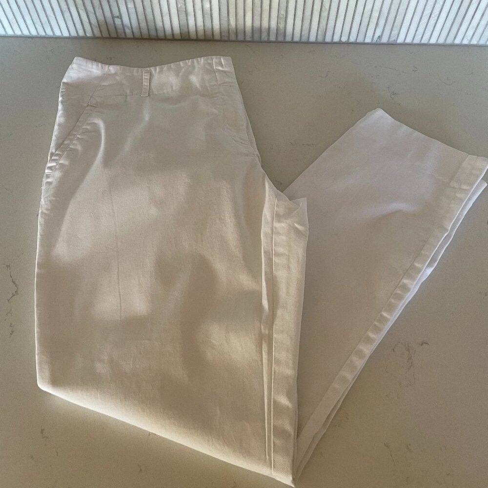 Laundry by Shelli Segal White Cotton Pants with‎ Back Pockets, Size 14